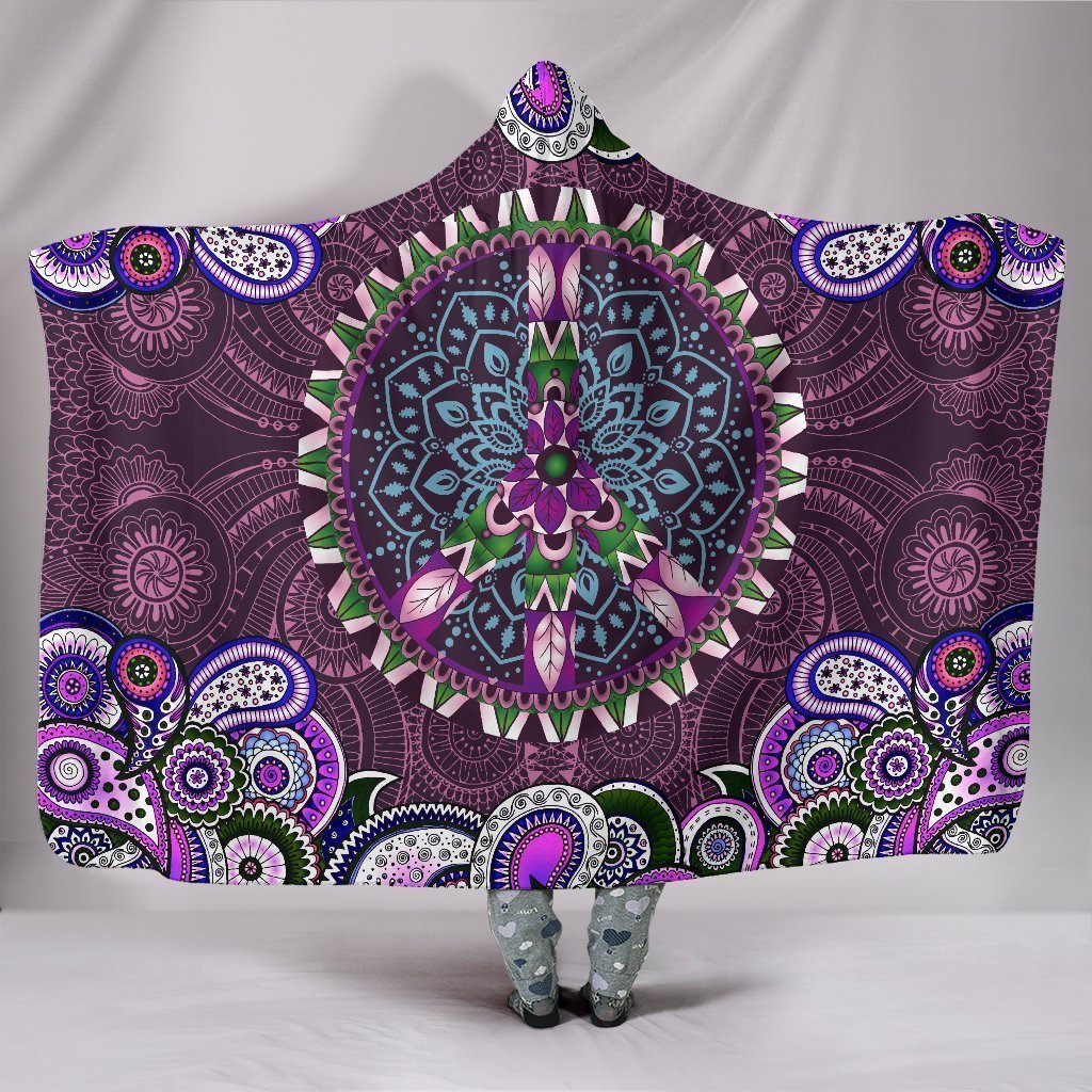 Purple Peace Mandala Hooded Blanket