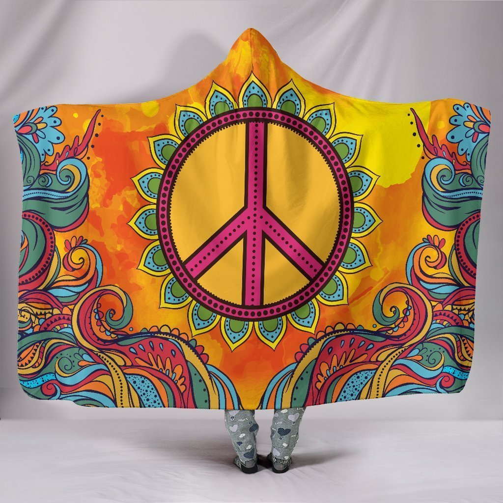 Hippie Peace Hooded Blanket