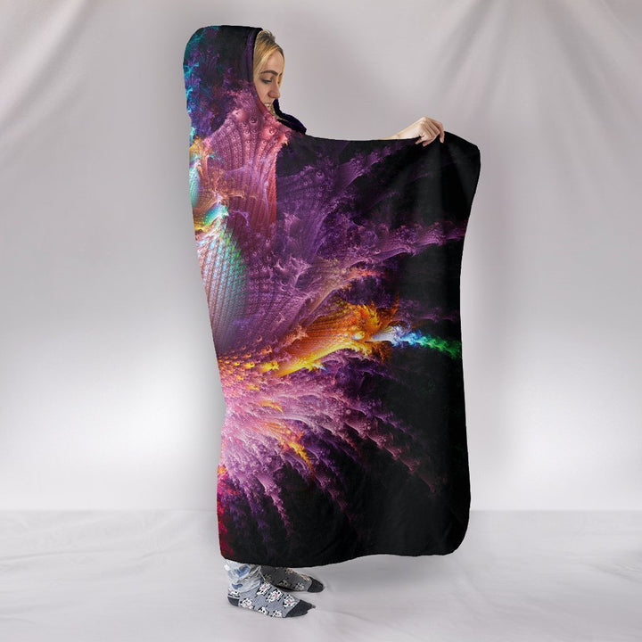 Psychedelic Alien Flower Hooded Blanket