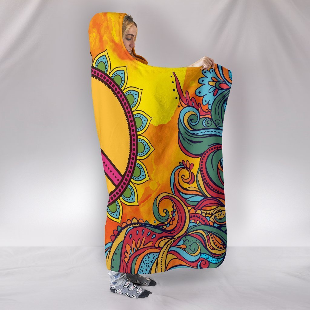 Hippie Peace Hooded Blanket