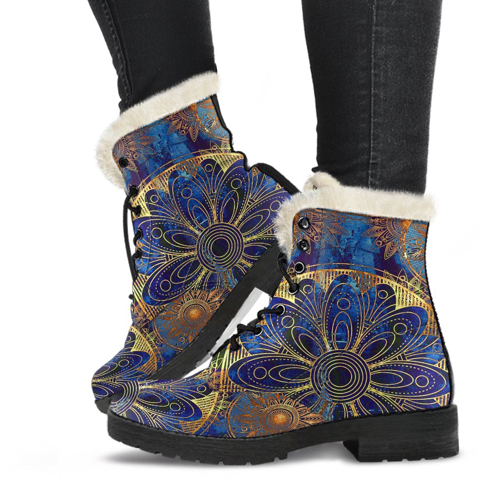 Blue And Gold Bohemian Boots
