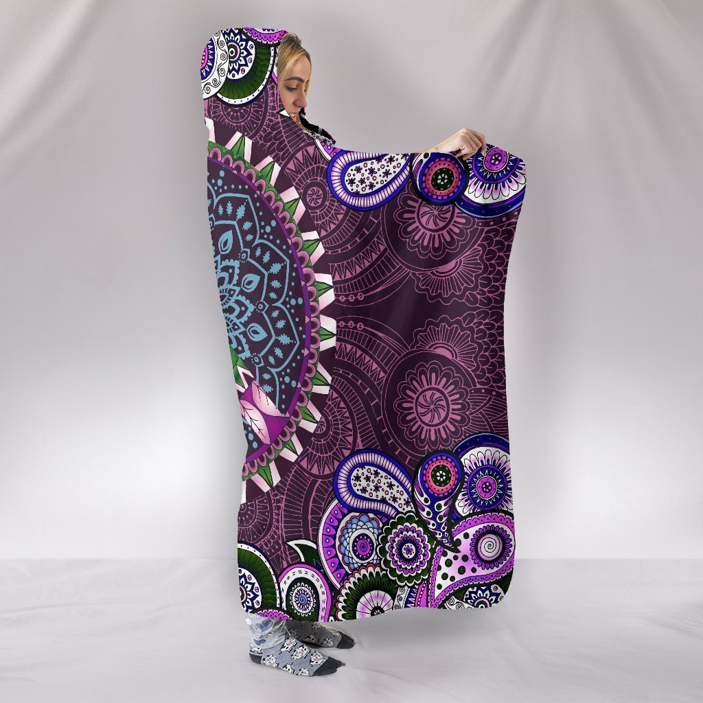 Purple Peace Mandala Hooded Blanket