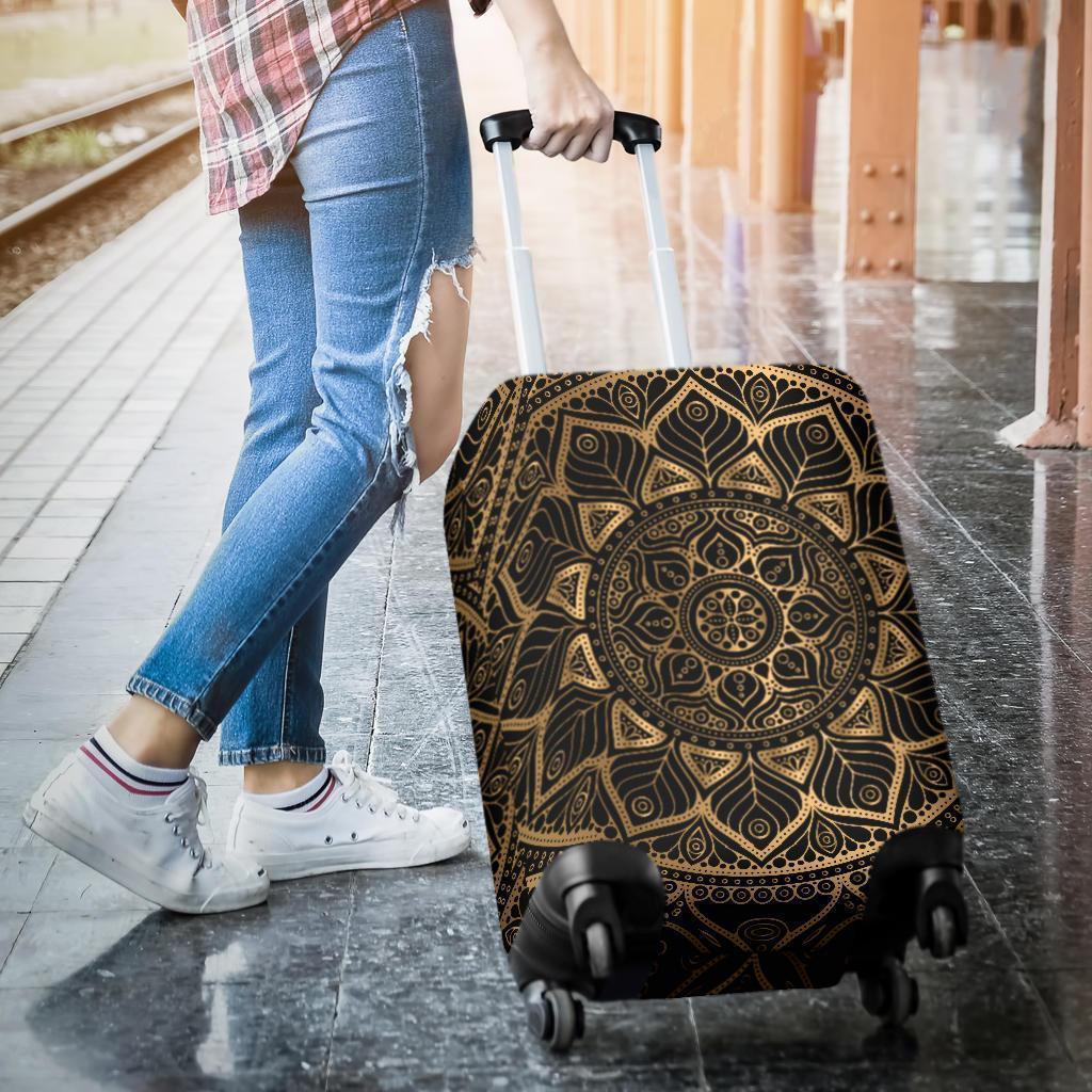 Black and Gold Mandala Luggage Cover
