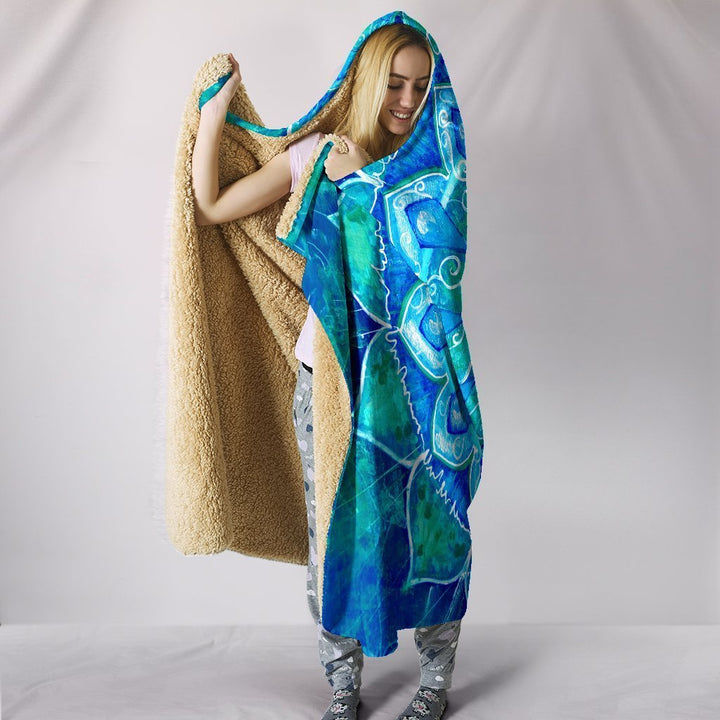 Blue Mandala Hooded Blanket