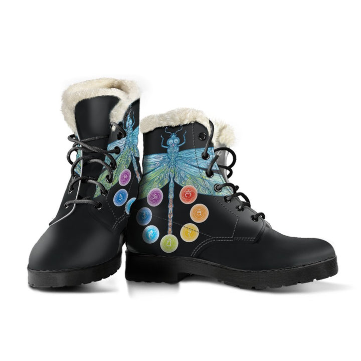 Chakra And Dragonfly Leather Boots