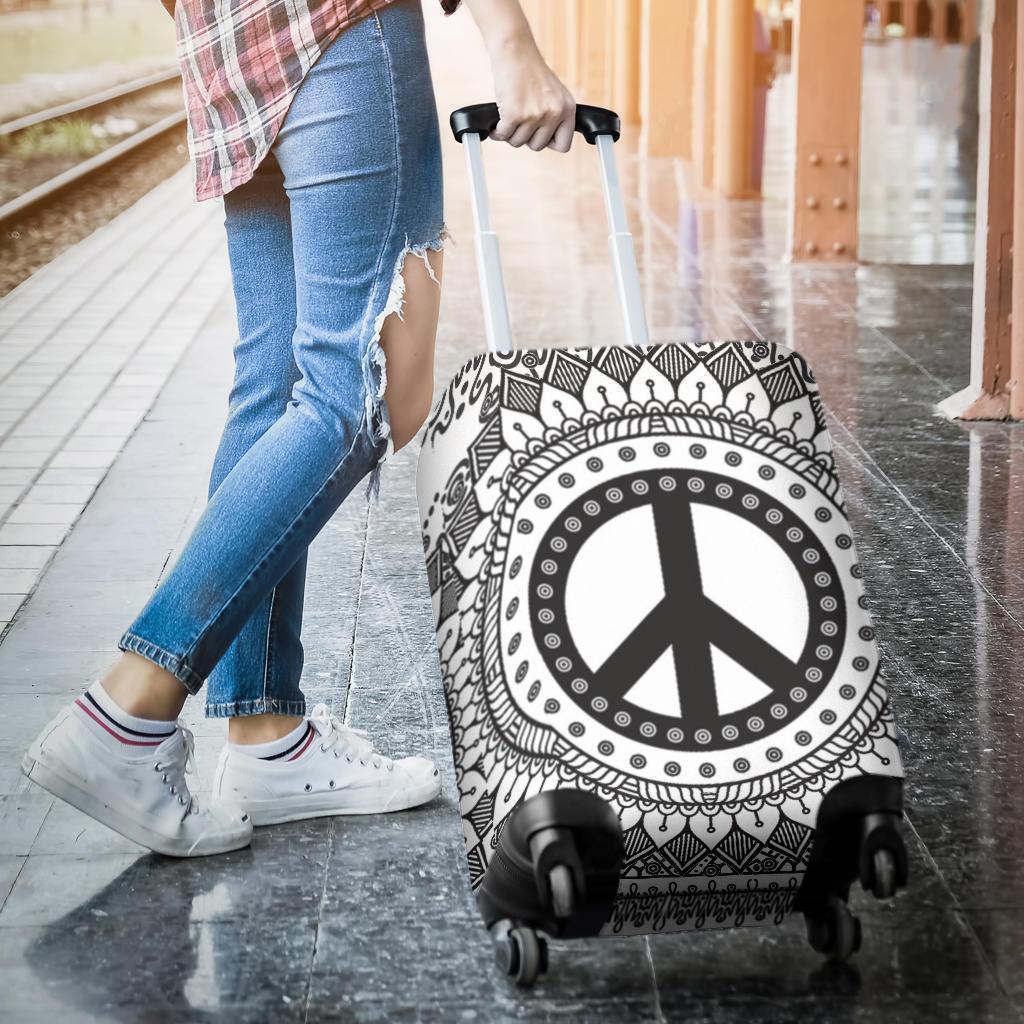 Black and White Peace Luggage Cover