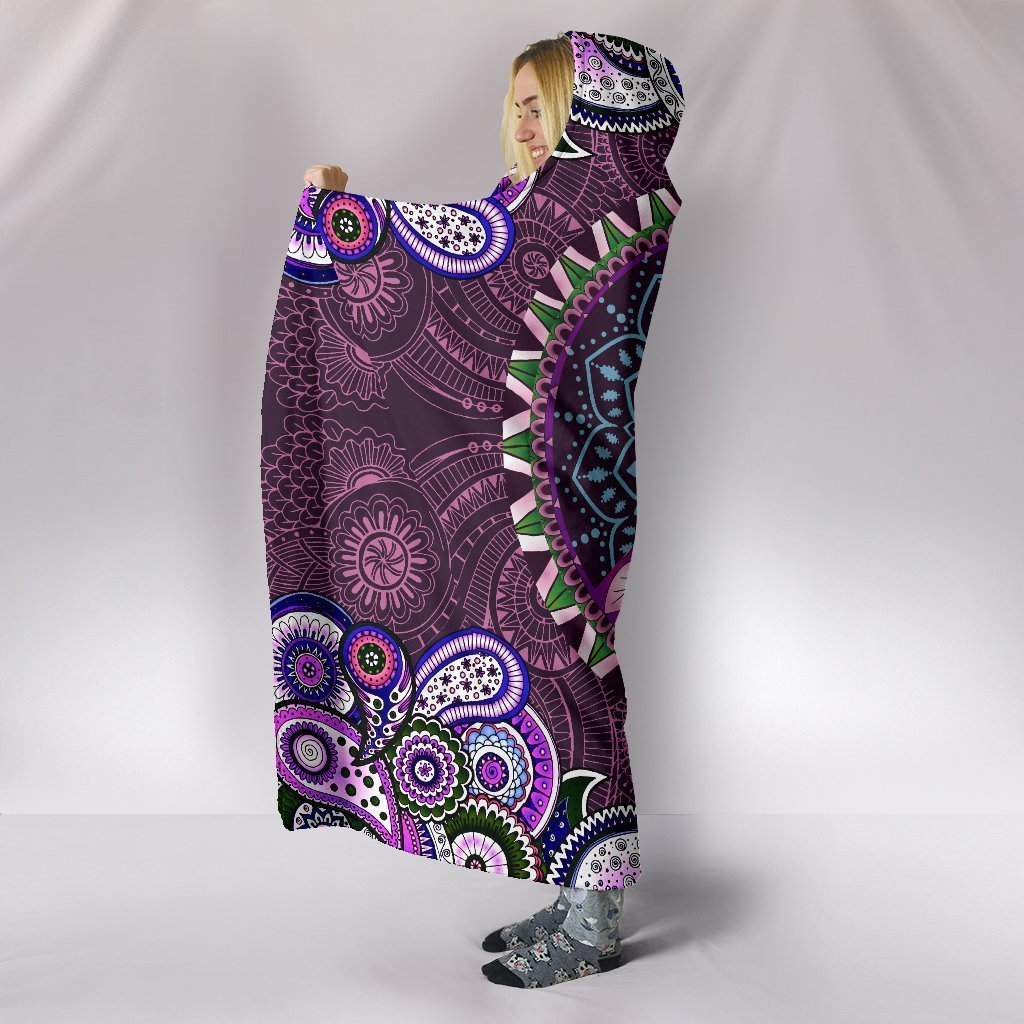 Purple Peace Mandala Hooded Blanket