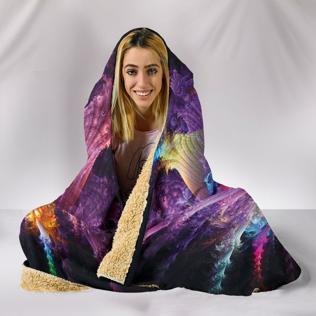 Psychedelic Alien Flower Hooded Blanket