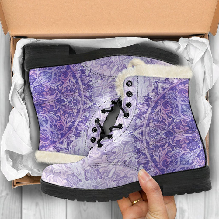 Purple Mandala Leather Boots