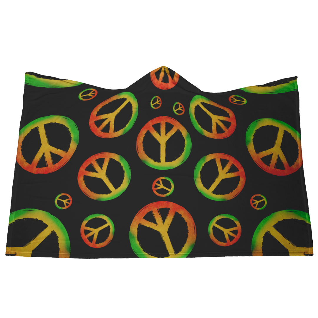 Black Peace Hooded Blanket