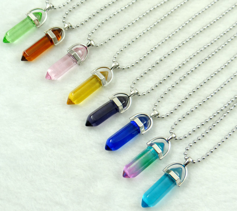 Titanium Crystal Chakra Pendant Necklace Gemstone Lucky Charm