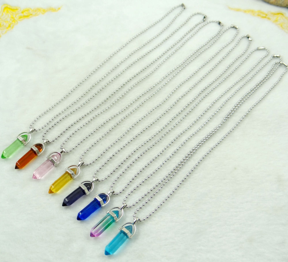 Titanium Crystal Chakra Pendant Necklace Gemstone Lucky Charm
