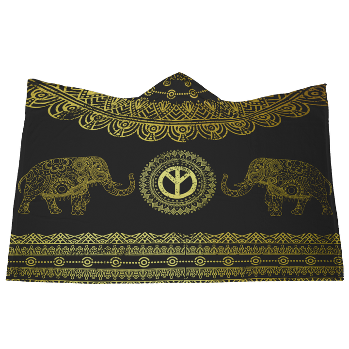 Peace Elephant Chakra Hooded Blanket