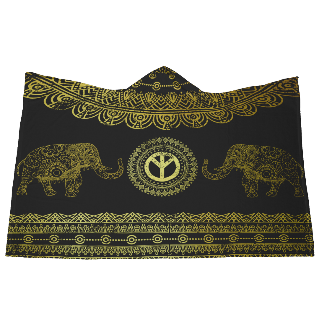 Peace Elephant Chakra Hooded Blanket