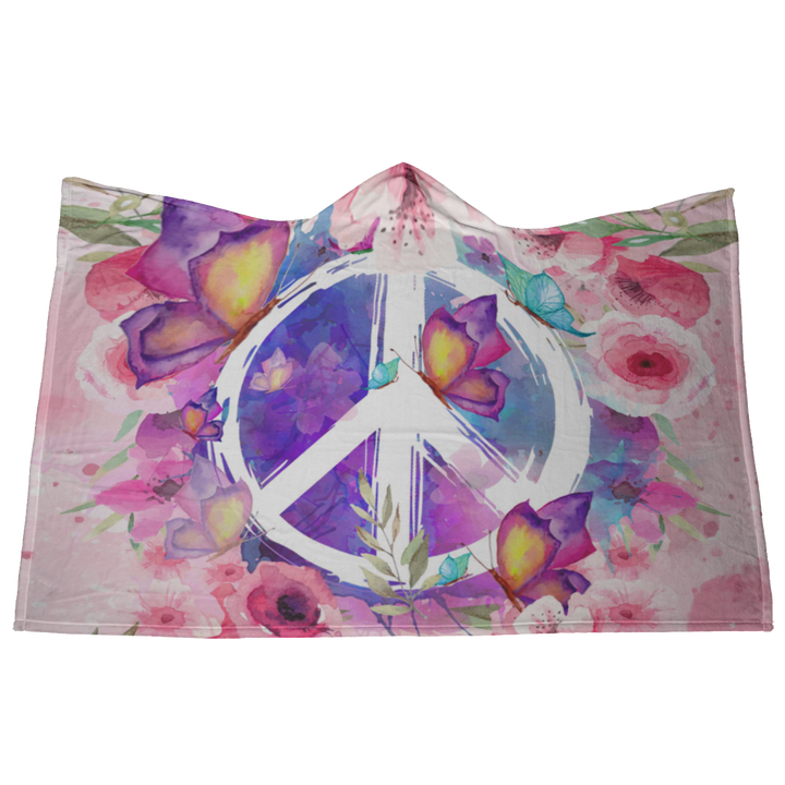 Peace Colorful Hooded Blanket