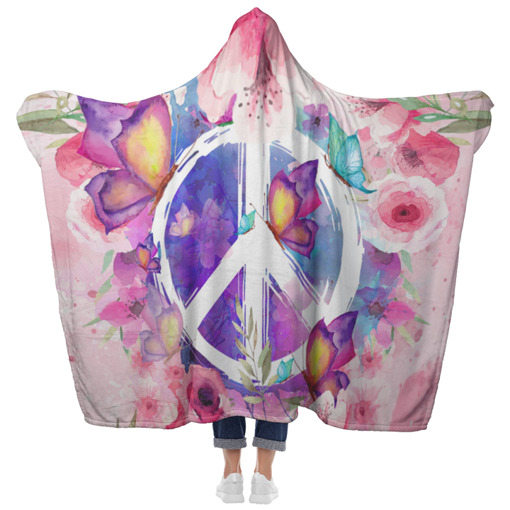 Peace Colorful Hooded Blanket