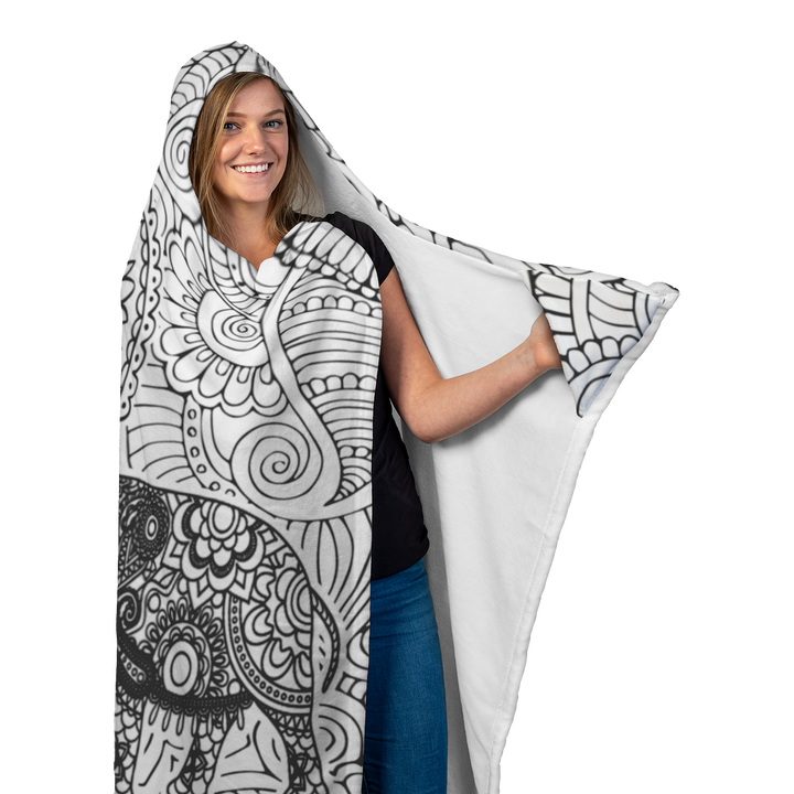 Mandala B&W Hooded Blanket