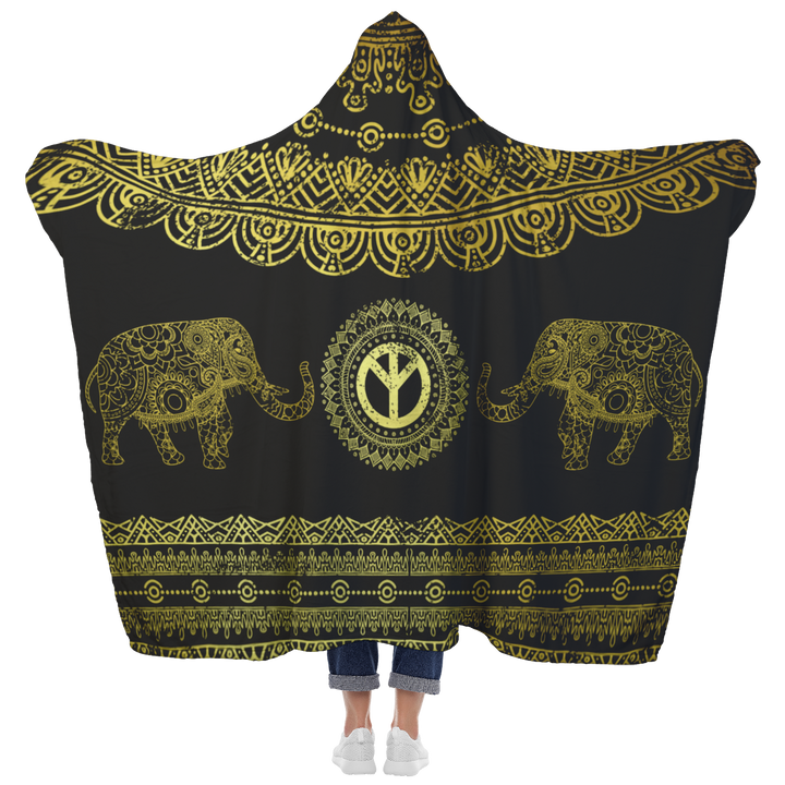 Peace Elephant Chakra Hooded Blanket