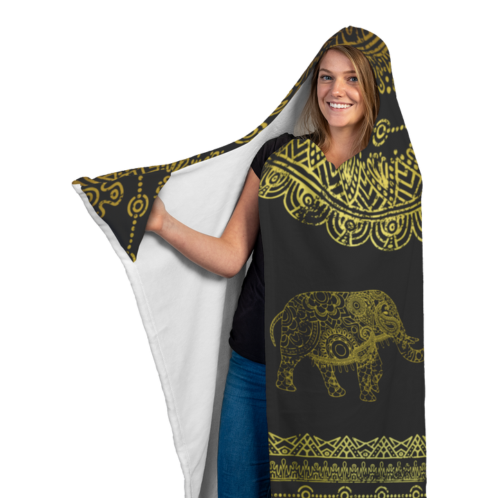 Peace Elephant Chakra Hooded Blanket