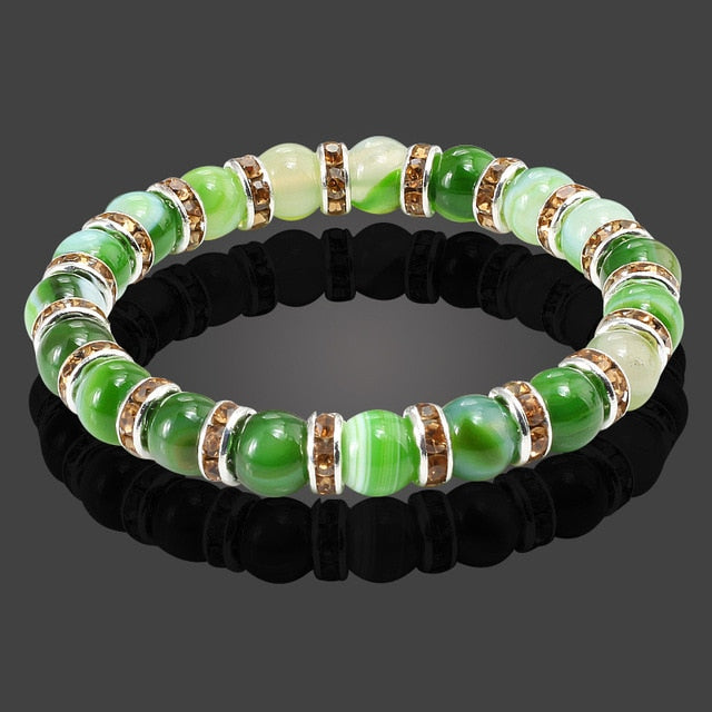 Healing Buddha Natural Stone Bracelet Round Crystal Beads Bracelet