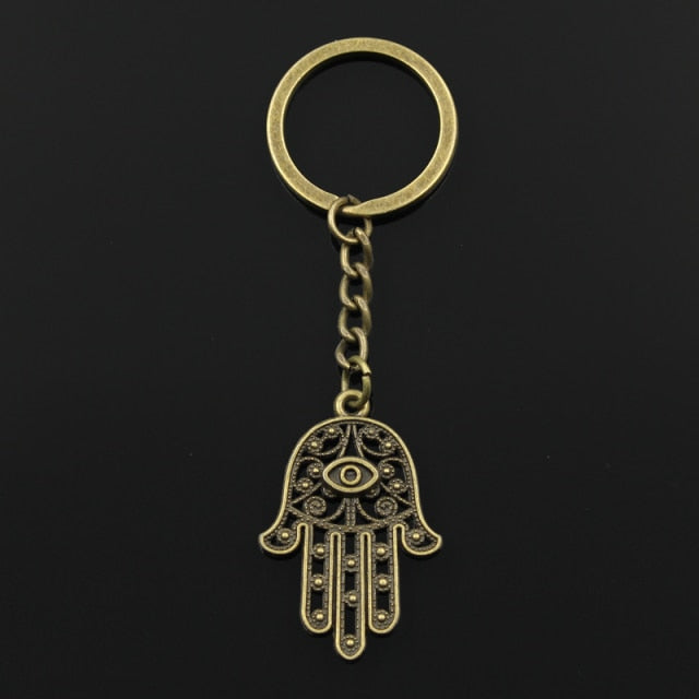 Antique Eye Hamsa Fatima Hand Keychain