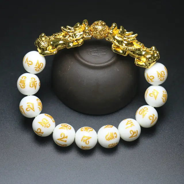 Feng Shui Wealth White Mantra Beads Bracelet