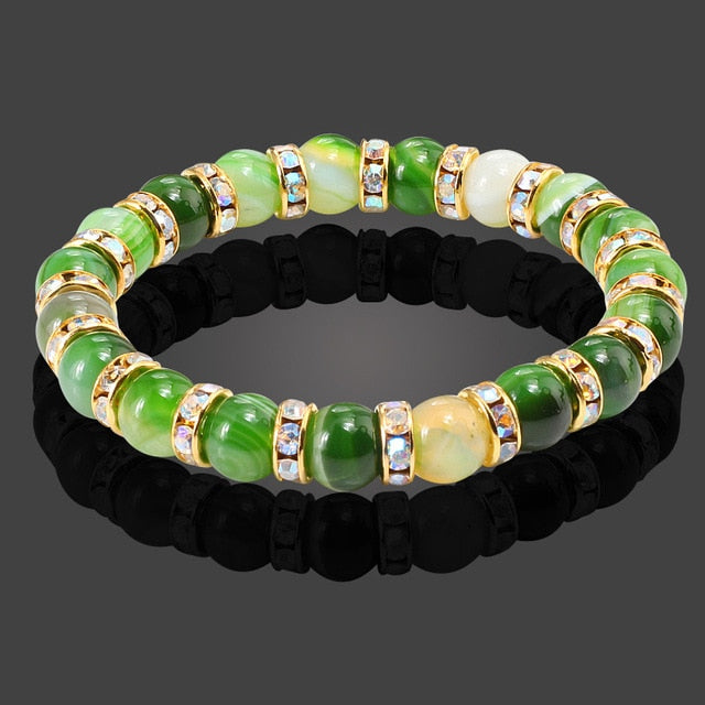 Buddha Natural Stone Bracelet Round Crystal Beads Bracelet