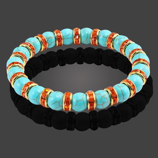 Natural Crystal Blue Stone Beads Yoga Fitness Bracelet