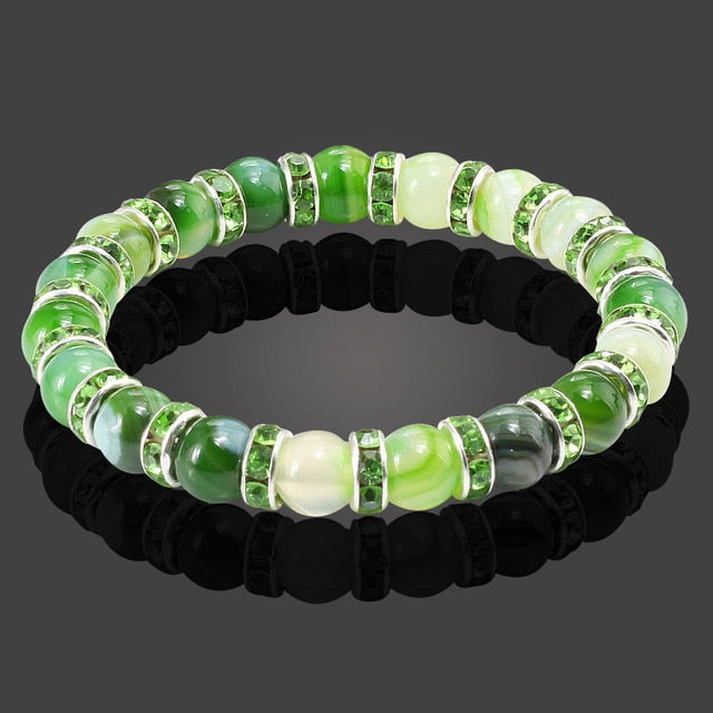 Healing Buddha Natural Stone Bracelet Round Crystal Beads Bracelet