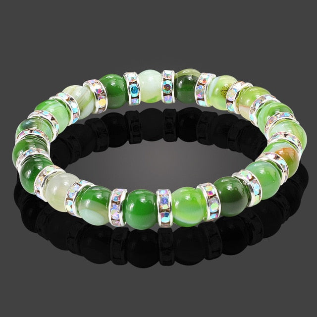 Buddha Natural Stone Bracelet Round Crystal Beads Bracelet