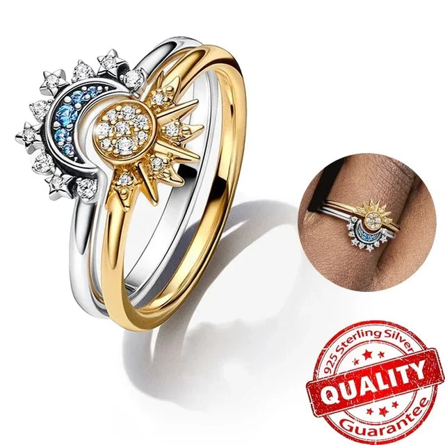 Celestial Sun & Moon Rings Stackable Moon and Sun Ring