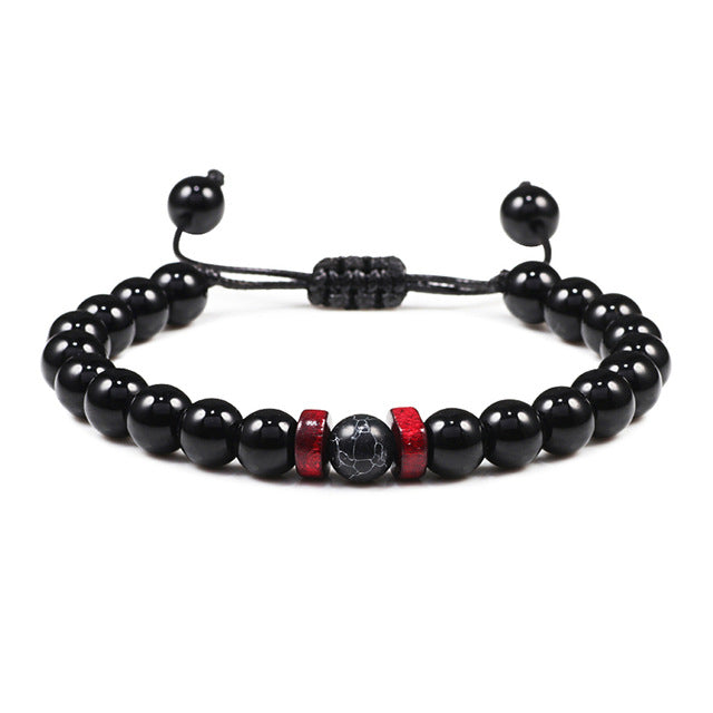 Black Onyx Stone Beads Tibetan Buddha Bracelet