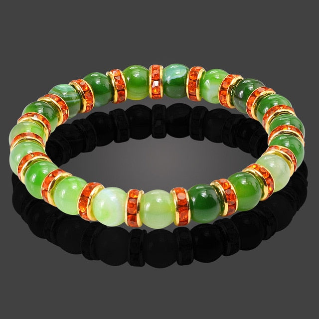 Healing Buddha Natural Stone Bracelet Round Crystal Beads Bracelet