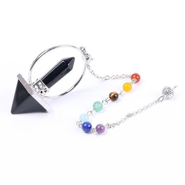 Reiki Healing 7 Chakra Natural Stone Pendulum Necklace