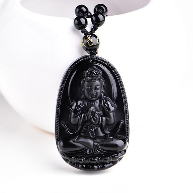 Buddha Lucky Amulet Necklace Enlightenment Buddhism Pendant Buddha Stone Charm Necklace