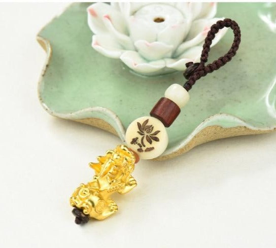 Pi Xiu Keychain Wind Bodhi Beads Rope Good Luck Pixiu Key chain