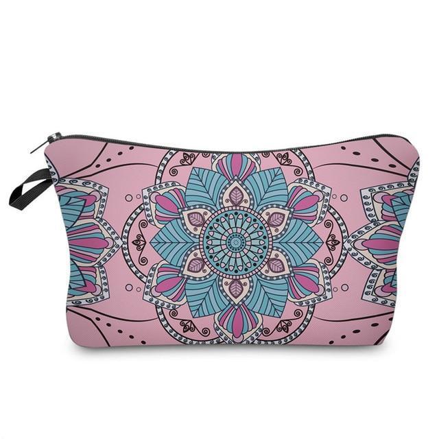 Mandala Print Makeup Bag Cosmetic Purse Travel Pouch Makeup Organizer