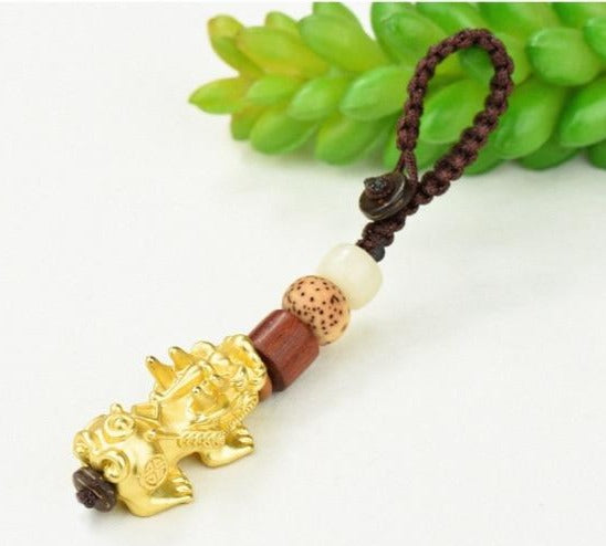 Pixiu Keychain with Wind Bodhi Beads Rope
