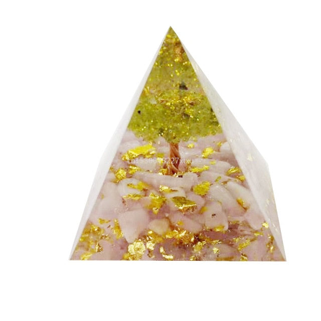 Tree of Life Orgonite Pyramid Crystal Reiki