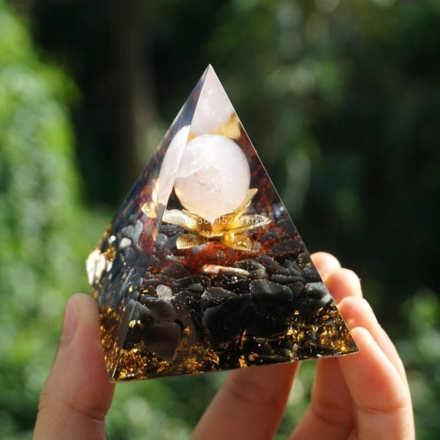 Tree of Life Orgonite Pyramid Crystal Reiki
