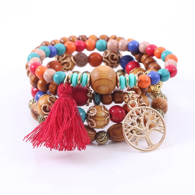 Tree of Life Stack | Boho Stone Bangle