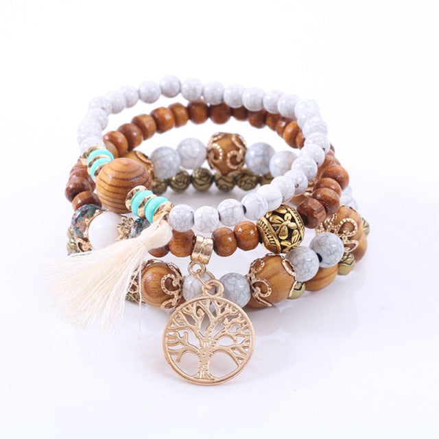 Tree of Life Stack | Boho Stone Bangle