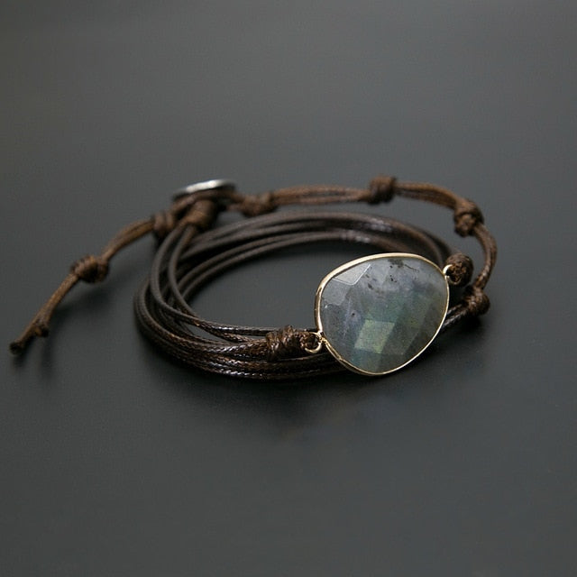 Labradorite Boho Long Bracelet Matching String Labradorite Stone Bracelet