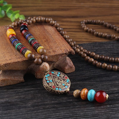 Vintage Nepal Long Buddhist Necklace