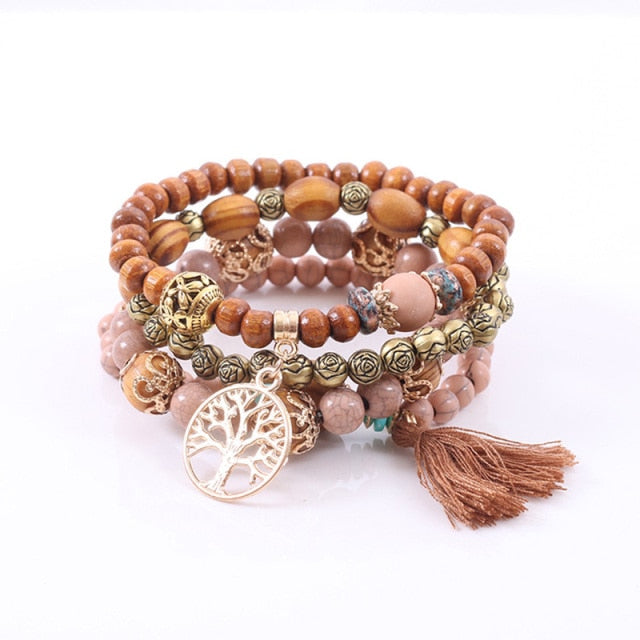 Tree of Life Stack | Boho Stone Bangle