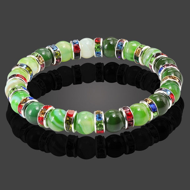 Buddha Natural Stone Bracelet Round Crystal Beads Bracelet